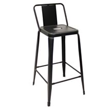 Tabouret de bar Vintage à dossier métal noir 41 x 41 x 83 cm - FRANDIS
