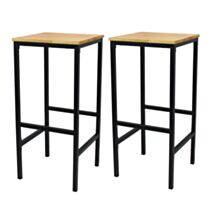 Set de 2 tabourets de bar Carrat bois FSC 35 x 35 x 75 cm - FRANDIS