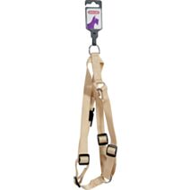 Harnais nylon réglable coloris unis beige largeur 10 mm Tour de cou 25 à 37 cm Tour de poitrail 21 à 31 cm