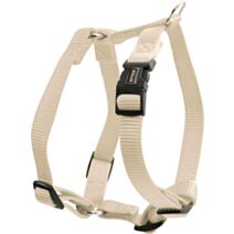 Harnais nylon réglable coloris unis beige largeur 40 mm Tour de cou 67 à 104 cm Tour de poitrail 64 à 105 cm