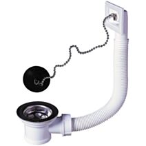 Bonde à bouchon pour évier 1 bac Ø50 mm + trop-plein - WIRQUIN