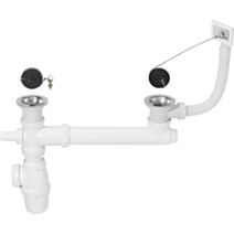 Ensemble complet pour évier 2 bacs Ø50 mm + trop-plein - WIRQUIN