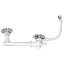 Ensemble complet pour évier 2 bacs Ø90 mm + trop-plein - WIRQUIN