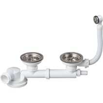 Ensemble complet pour évier 2 bacs Ø90 mm + trop-plein - WIRQUIN