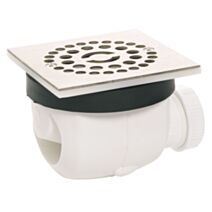 Bonde de douche carré Ø90 mm sortie horizontale - WIRQUIN