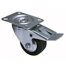 Roulette standard de manutention à platine pivotante à frein caoutchouc Ø80mm - Charge supportée 70 kg - CIME