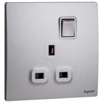 1G BS 13A SP switched socket Mallia argent - LEGRAND