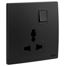 1G multistd switched socket Mallia noir - LEGRAND