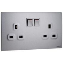 Prise de courant 2G 13A avec interrupteur et 2 ports USB Mallia argent - LEGRAND