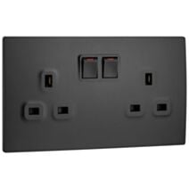 Prise de courant 2G 13A avec interrupteur et 2 ports USB Mallia noir - LEGRAND