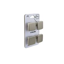 Set de 4 boutons de meuble carré acier brossé - BAR PLUS