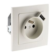 Prise 2p+t 16a encastrable equipee d'une prise usb 2,1a