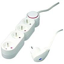 Bloc multiprise 4 prises blanc avec fiche parafoudre - ZENITECH