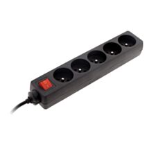 Multiprise 5 prises 16a 2P+T interrupteur noir - ZENITECH