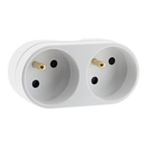 Multiprise Biplite 16A 2 prises blanc - ZENITECH