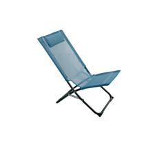 Chaise relax Naiade en acier gris foncé/texaline bleu acier