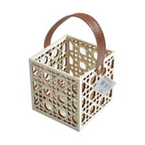 Panier canage anse souple 10 x 10 x 10 cm bois naturel à décorer - HOMEA