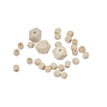 Set de perles en bois diamant +25 pièces 10 à 20 mm naturel - HOMEA