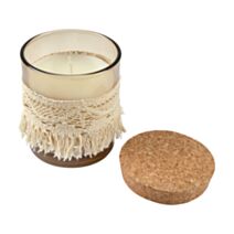 Bougie verrine macramé couvercle liège Ø7 x 8 cm Romance florale - HOMEA