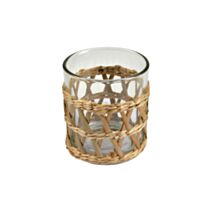 Photophore verre et matière naturelle D7xH8cm naturel - HOMEA
