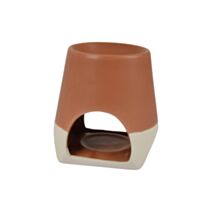 Brûle-parfum céramique cheminée Ø10 x 10,5 cm terracotta/naturel - HOMEA