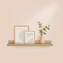 Étagère photo striée MDF 59x11,5x5,9cm chêne clair - HOMEA