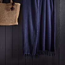 Plaid coton French Port 100 x 190 cm navy - TODAY