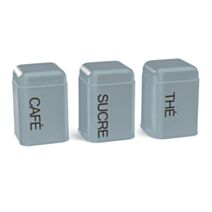 Set de 3 boîtes thé café sucre métal bleu - UTILITY
