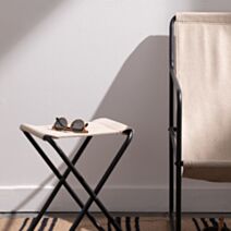 Tabouret pliable Simplicity 31 x 35 x 42 cm métal noir / tissu beige - LA FACTORY
