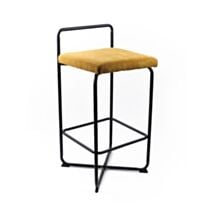 Tabouret de bar Bronze 40 x 40,5 x 85,5 cm velours moutarde - TODAY