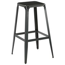 Tabouret de bar en acier Charly 44 x 44 x 76 cm noir mat - INVENTIV