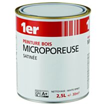 Peinture bois microporeuse blanc satin 2,5 L - 1ER