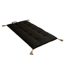 Futon repliable Panama 60 x 120 cm pompons jute noir - DECOSTARS
