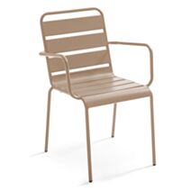 Fauteuil Palavas acier taupe avec coussin - OVIALA