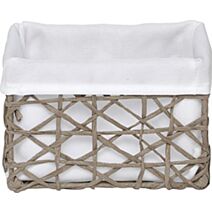 Panier en papier taupe/tissu blanc moyen - TENDANCE