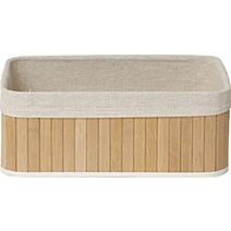 Panier rectangulaire grand modèle - bambou/tissu lin