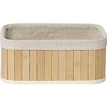 Panier rectangulaire petit modèle - bambou/tissu lin