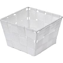 Panier polyester 14 x 14 x 9 cm blanc - TENDANCE