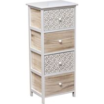 Meuble bas 4 tiroirs MDF paulownia 86x37,5x27,5cm naturel blanc - TENDANCE