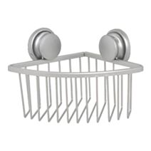 Étagère d'angle fil aluminium chromé à ventouses - TENDANCE