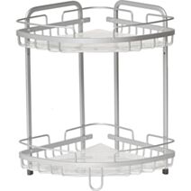 Etagère d'angle 2 niveaux à poser alu chromé - TENDANCE