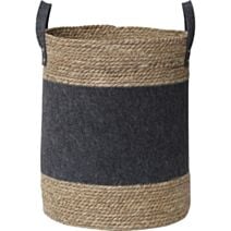 Panier rond grand modèle gris foncé/Naturel
