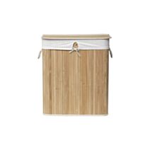 Panier à linge rectangulaire pliable double compartiment bambou/lin - TENDANCE