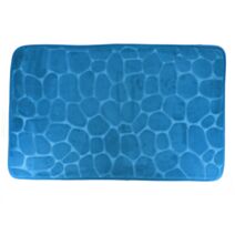 Tapis mémoire de forme galet 50 x 80 cm bleu canard - TENDANCE