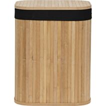 Panier à linge rectangulaire Bambou Tissu noir 36,5x28,5x47cm - TENDANCE