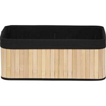 Corbeille rectangulaire Bambou Tissu noir 40x28x16cm - TENDANCE