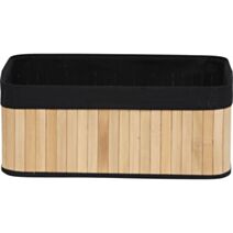 Corbeille rectangulaire Bambou Tissu noir 37x25x15cm - TENDANCE