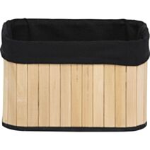 Corbeille rectangulaire Bambou Tissu noir 22x16x14cm - TENDANCE