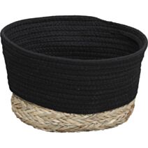 Corbeille ovale coton matière végétale noir/naturel 25x20x16cm - TENDANCE