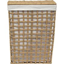Panier à linge bambou tressée naturel tissu lin 44x30,5x56cm - TENDANCE
